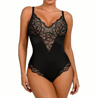 Voxshe Lace Shapewear for Women Tummy Control - Deep V Neck Sleeveless Lace Corset Women’s Lace Bodysuit BL-SW03-S | Target