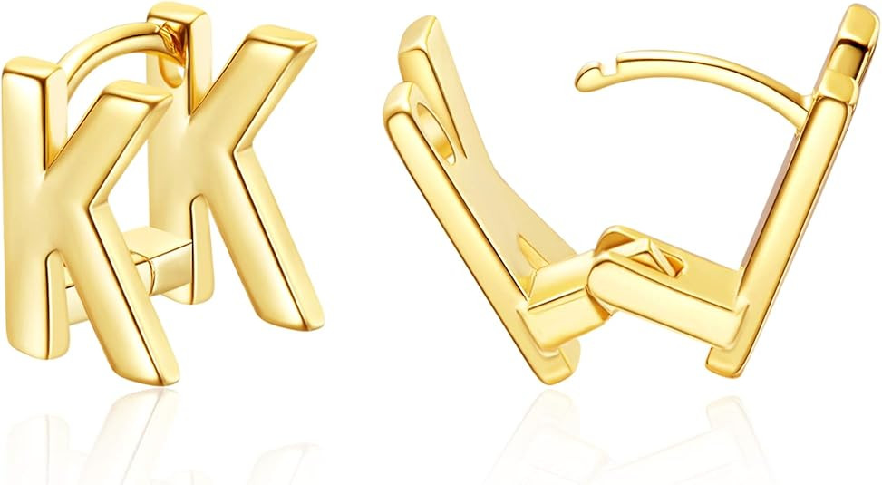 Initial Stud Earrings for Women 14K Gold Plated 26 Letters A-Z Earrings Valentine's Day Jewelry G... | Amazon (US)