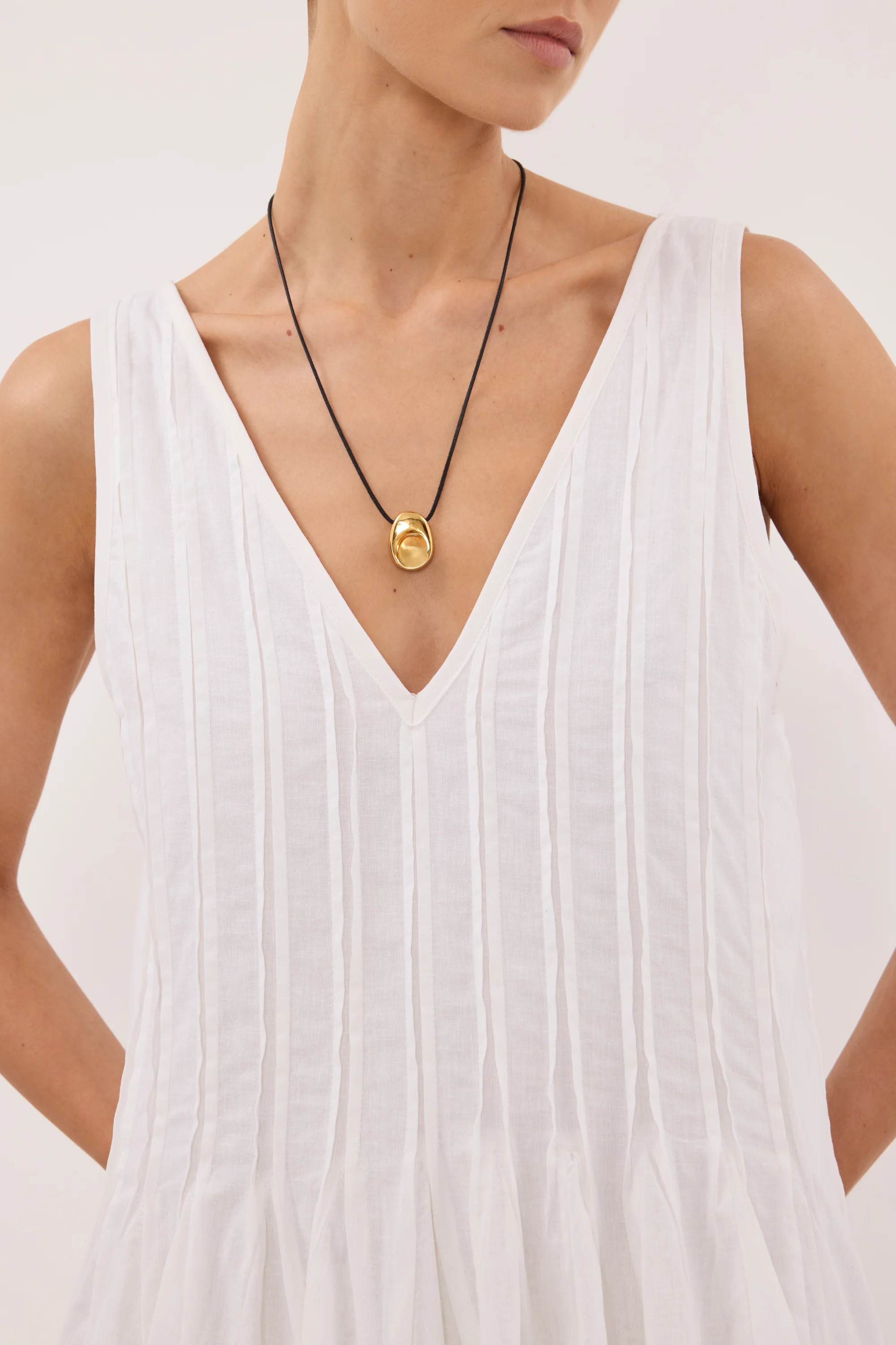 PIXIE WHITE LINEN MINI GODET DRESS | DISSH
