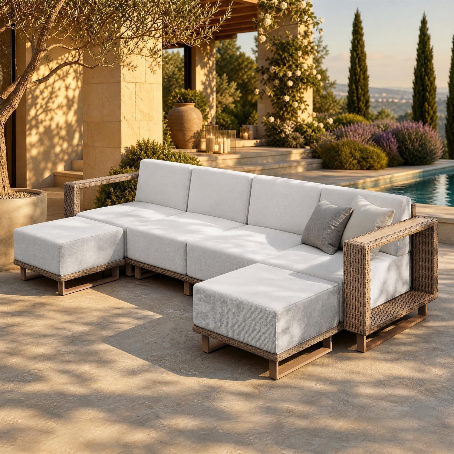 6pcs Patio Sectional Furniture Set with 10" Thick Cushions | Amazon (US)