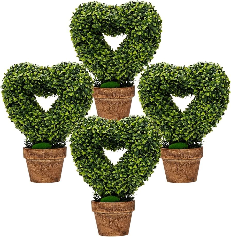 Goplus 4 Pack Artificial Boxwood Topiary Trees, Mini Fake Greenery Plants, Small Faux Decorative ... | Amazon (US)