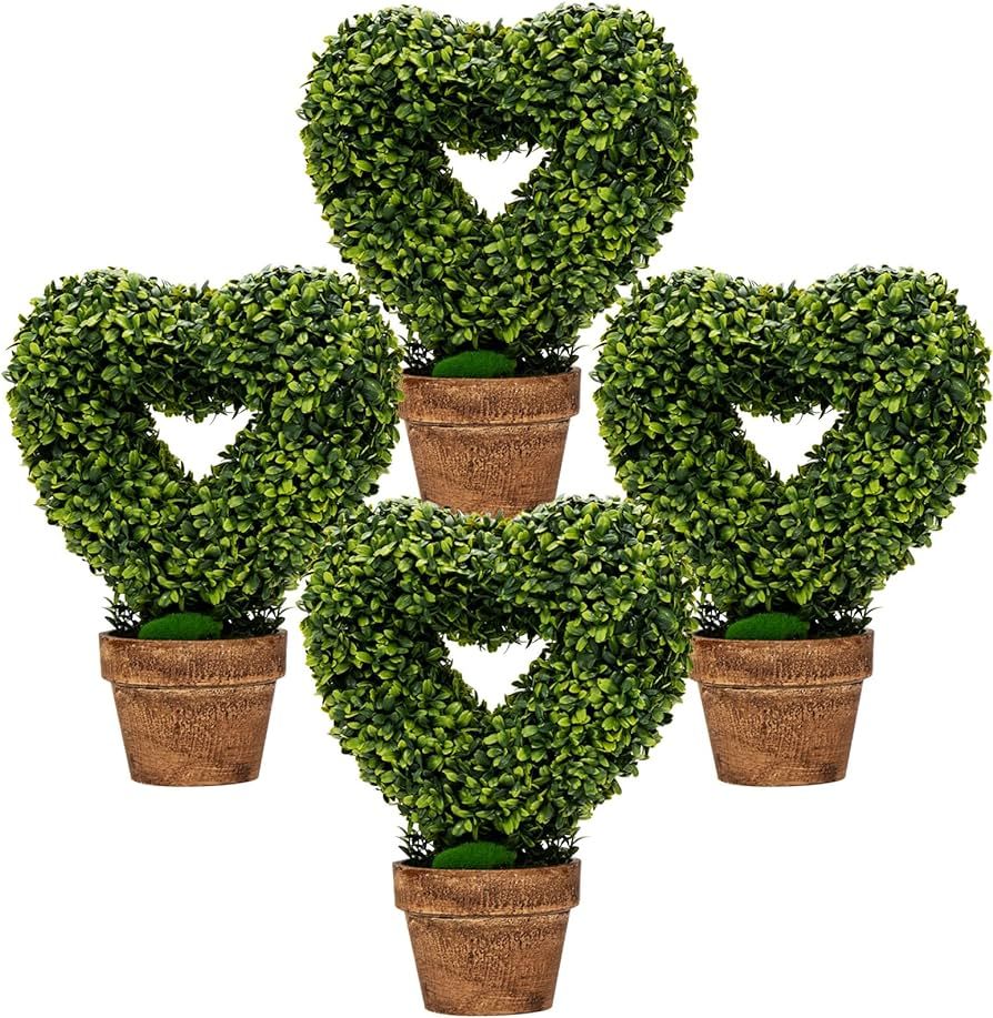 Goplus 4 Pack Artificial Boxwood Topiary Trees, Mini Fake Greenery Plants, Small Faux Decorative ... | Amazon (US)