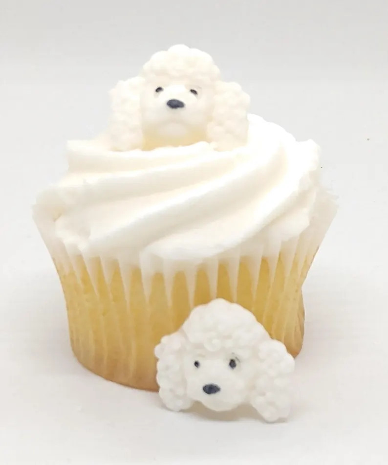 12 Poodle Fondant Cupcake Toppers Dog Birthday Party Decorations Animal - Etsy | Etsy (US)