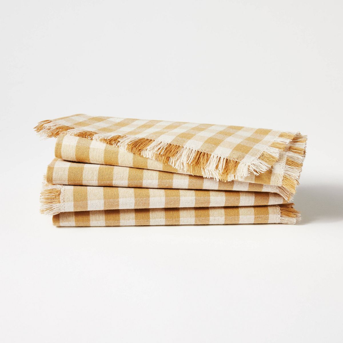 4pk Basket Tan Gingham Napkins - Threshold™ designed with Studio McGee | Target