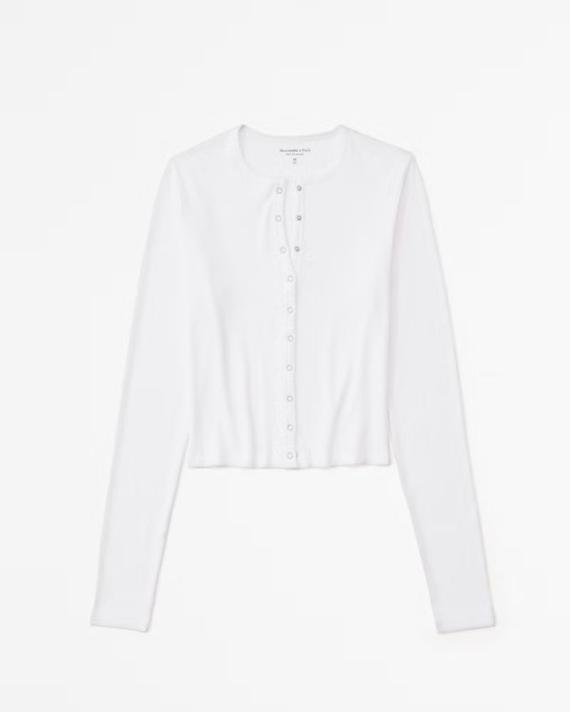 Women's Long-Sleeve Featherweight Rib Cropped Henley | Women's Tops | Abercrombie.com | Abercrombie & Fitch (US)