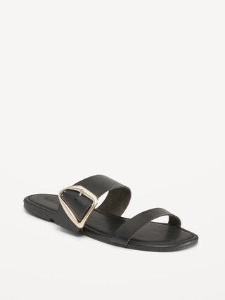Faux-Leather Double-Strap Metal-Hardware Sandals for Women | Old Navy (US)