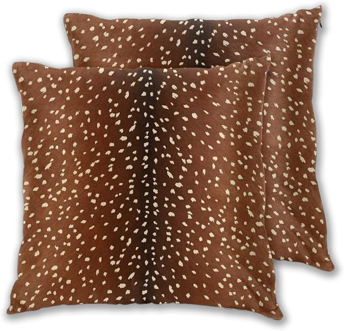 Deer Hide Print Throw Pillow Cover 22x22 Inch Brown Deer Animal Skin Decorative Pillow Cases Soft... | Amazon (US)