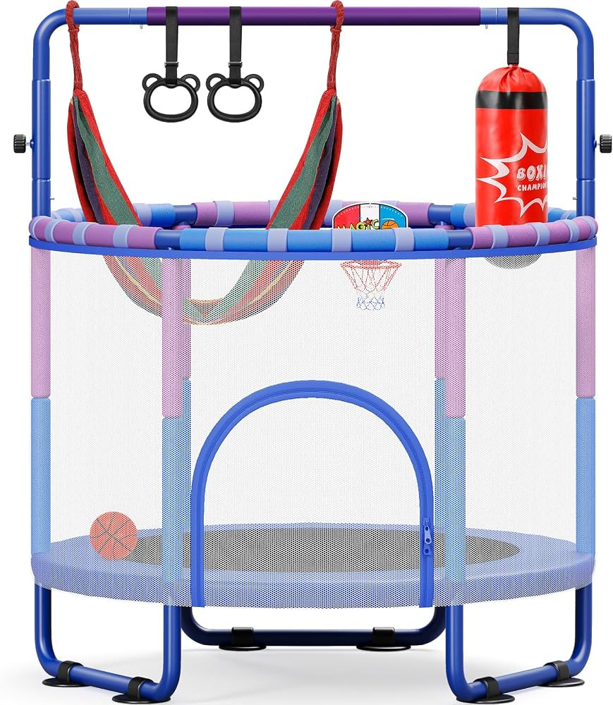 Yohood 55" Trampoline for Kids with Enclosure, 6-in-1 Toddler Trampoline Indoor Outdoor, Upgrade ... | Amazon (US)