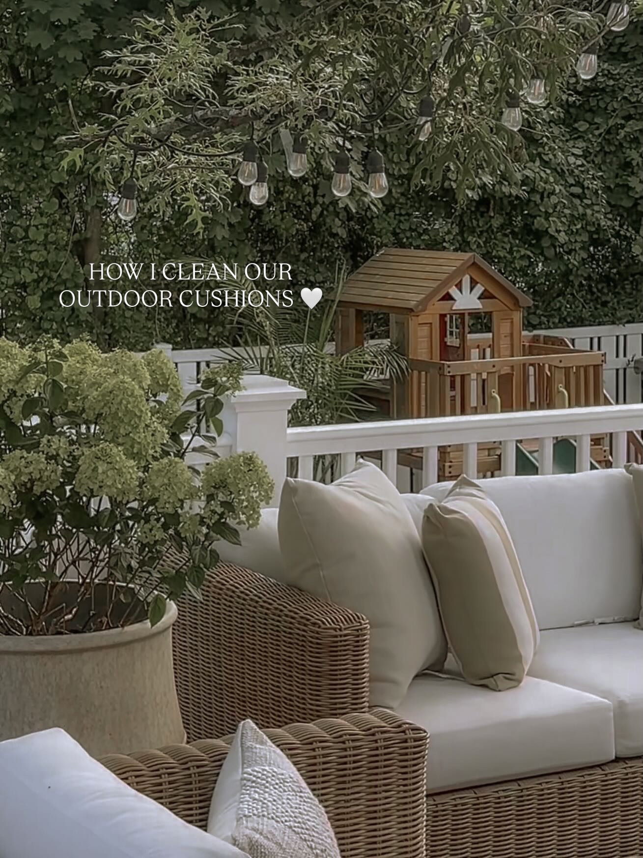 While I don’t recommend leaving your outdoor furniture out all year long, especially through a NY winter, if you made the same mistake I did, I’ve got you covered! 

After pulling our cushions out this spring, I realized some stains came right out…and others needed a little extra help.

Here’s what works for me year after year: 
• Start with Dawn + baking soda and a toothbrush to spot treat stains
• Wash the covers in the machine (skip the dryer)
• For tougher stains or dingy fabric, soak in an OxiClean bath before washing

Some stains lift instantly, some need a second round, but you’d be shocked how much these covers can bounce back.

Saving our outdoor furniture instead of replacing it this season 🙌