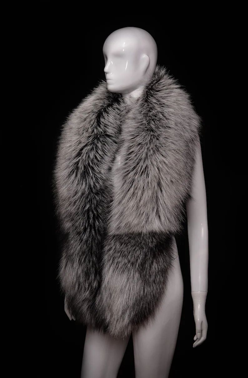 Superior XXL Sz Silver Fox Fur Winter Collar Scarf Stole | Etsy | Etsy (US)