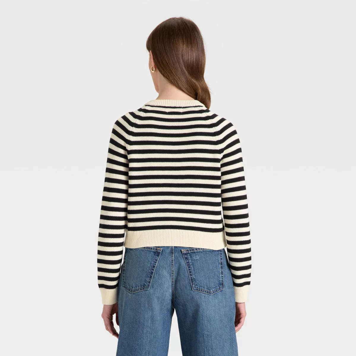 Women's Button-Down Cardigan - Universal Thread™ Black Striped S | Target