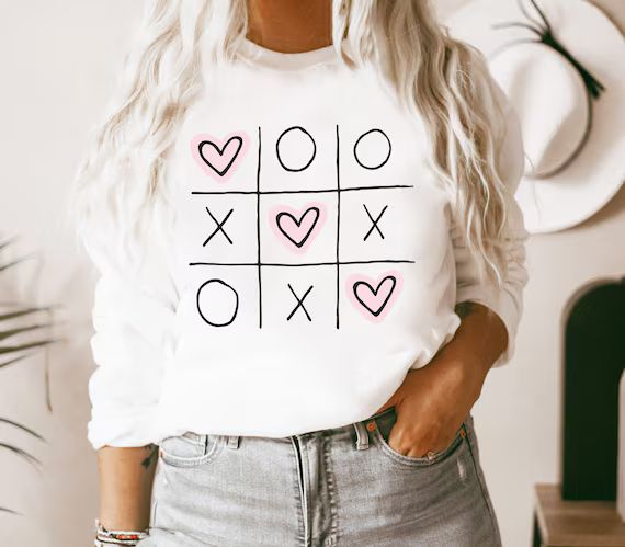 Valentine Sweatshirt XOXO Tic Tac Toe Valentines Shirts for | Etsy | Etsy (US)