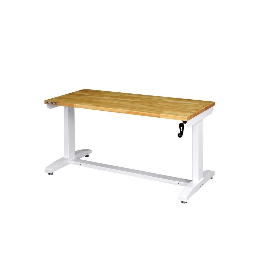 52 in. Adjustable Height Work Table in White | The Home Depot