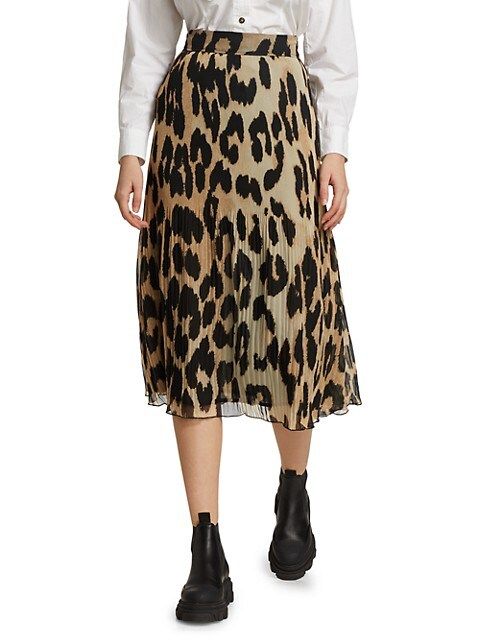 Leopard-Print Pleated Georgette Skirt | Saks Fifth Avenue