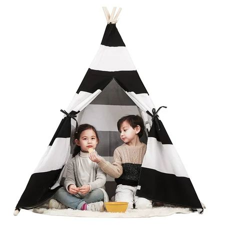 Toysland Indoor Indian Playhouse Teepee Tent for Kids, Toddlers Canvas with Carry Case, Black Str... | Walmart (US)