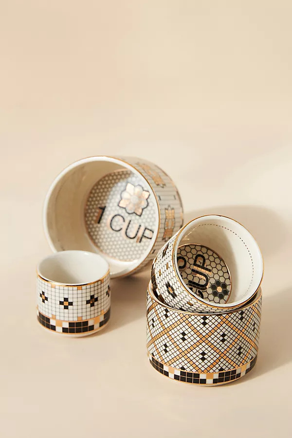 The Bistro Tile Stoneware Measuring Cups, Set of 4 | Anthropologie (US)