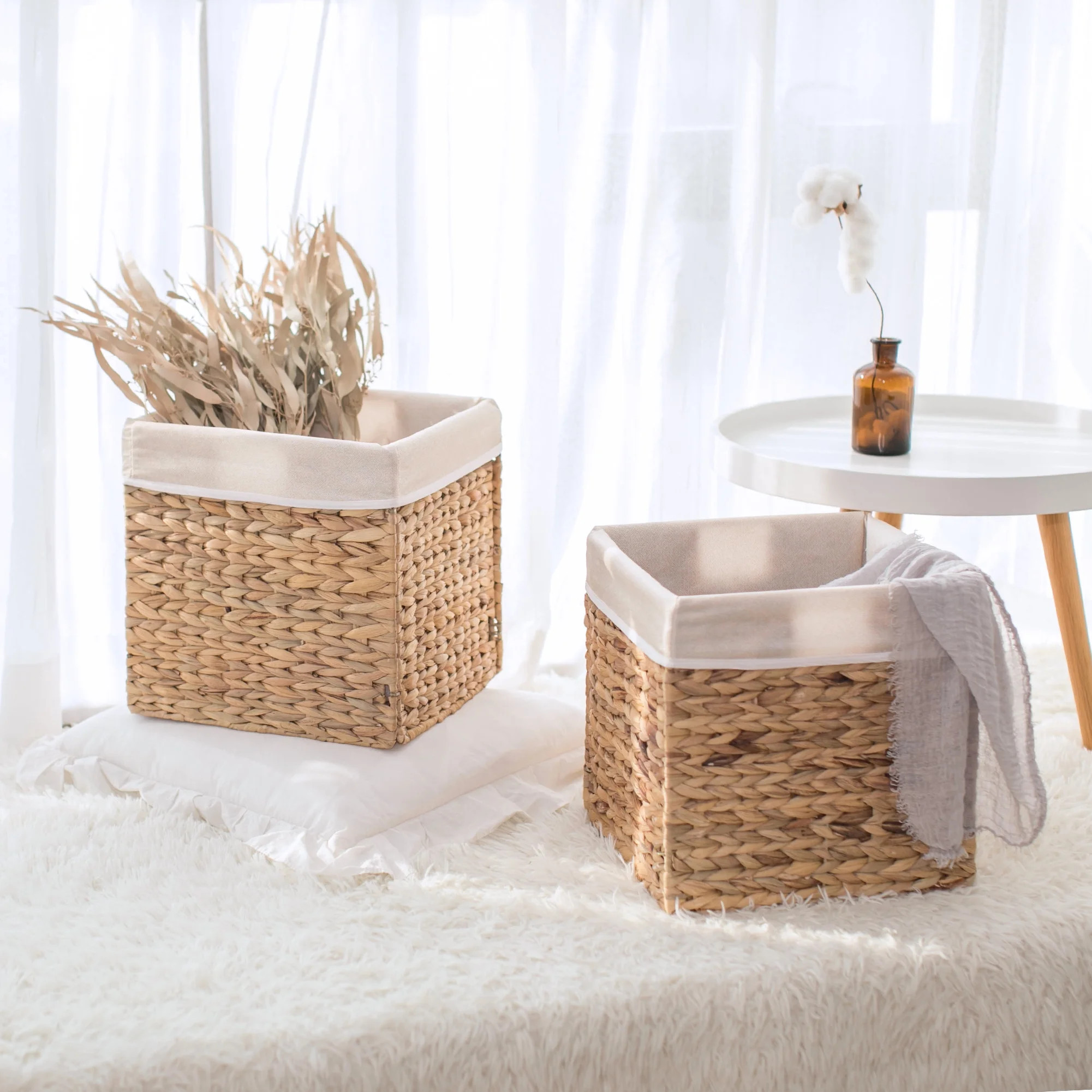 StorageWorks Water Hyacinth Storage Basket, Natural Wicker Storage Baskets, Handmade Woven Basket... | Walmart (US)