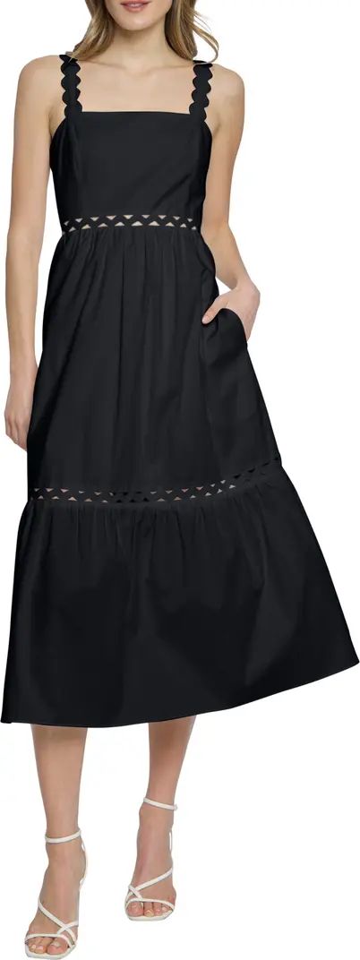 DONNA MORGAN FOR MAGGY Sleeveless Tiered Stretch Poplin Midi Dress | Nordstrom | Nordstrom