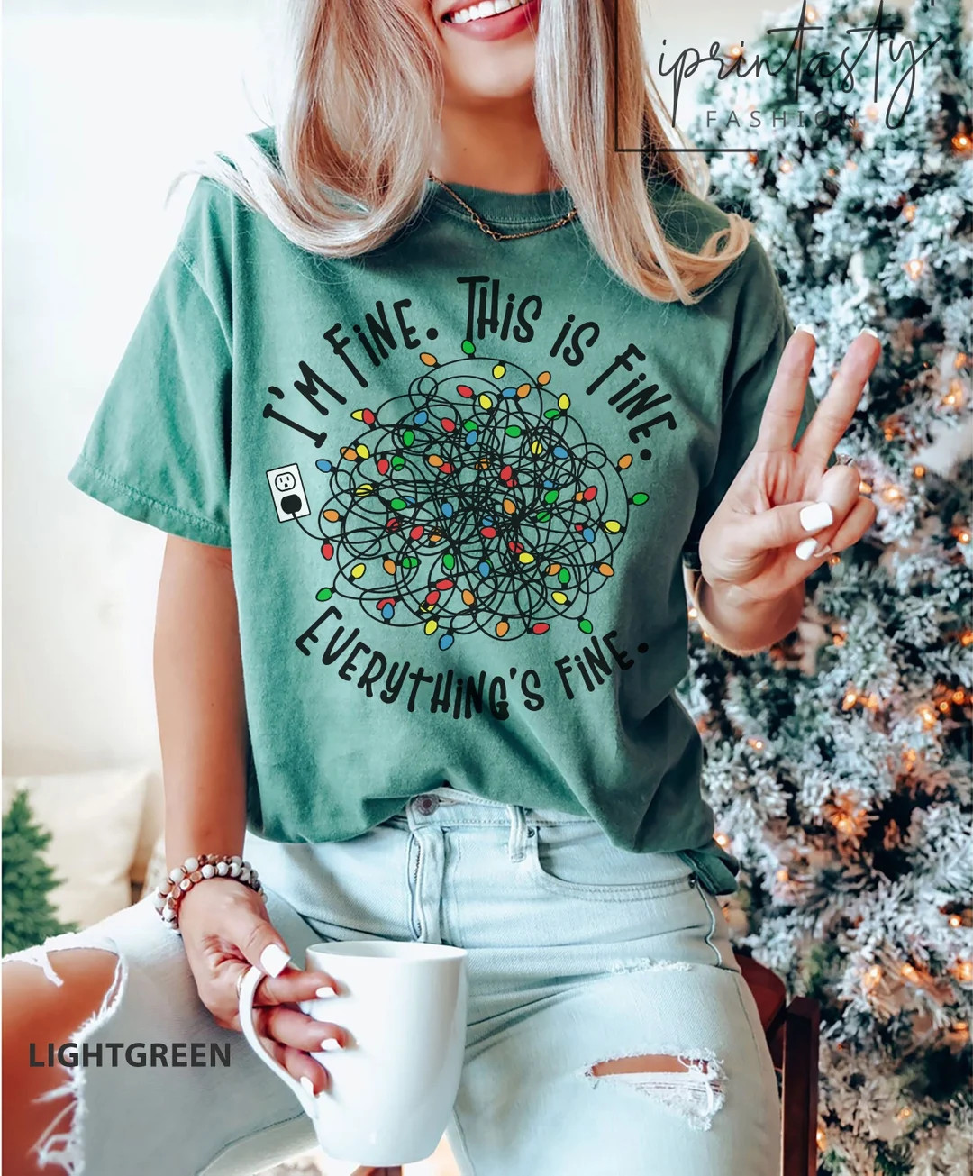 Everything is Fine Christmas T-Shirt, Funny Christmas T, iPrintasty Christmas,  Tangled Christmas... | Etsy (US)