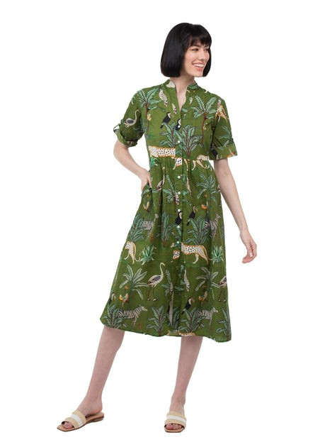 The Valerie Dress | Jungle Dark Green | Beau & Ro