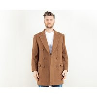 Vintage 80S Brown Wool Coat Mens Classic Overcoat, Size M | Etsy (US)