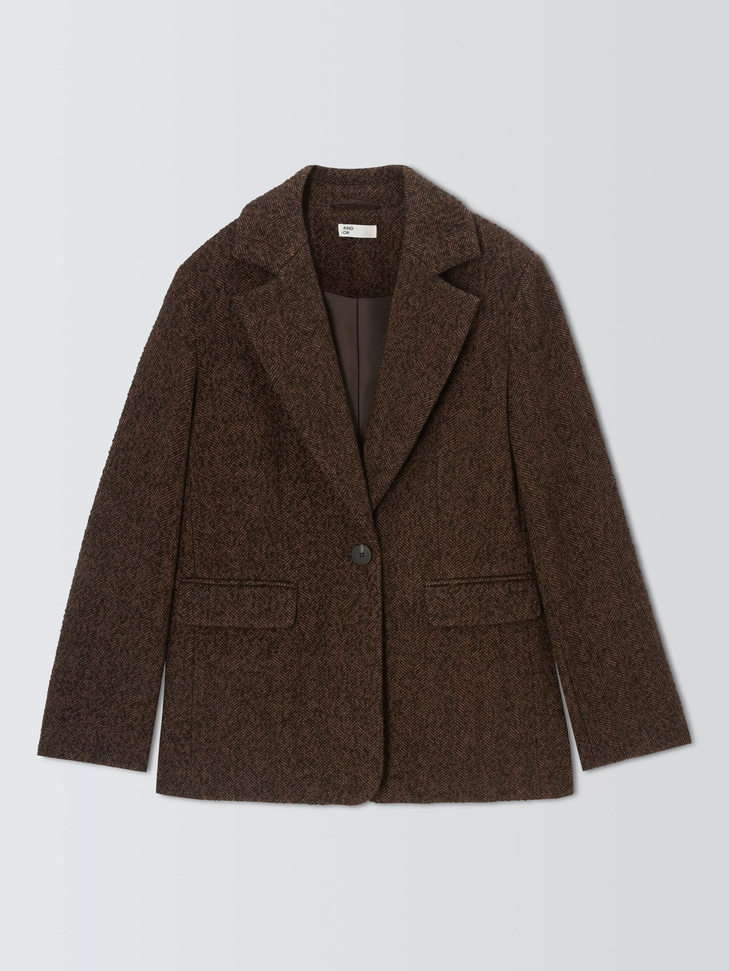 AND/OR Herringbone Blazer, Chocolate | John Lewis (UK)