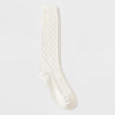 Women's Diamond Textured Super Soft Knee High Boot Socks - Auden™ Ivory 4-10 | Target