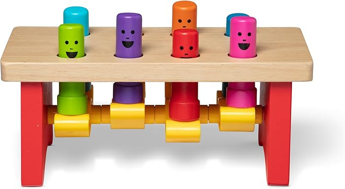 Melissa & Doug Deluxe Pounding Bench Wooden Preschool Learning Toy with Mallet | Amazon (US)