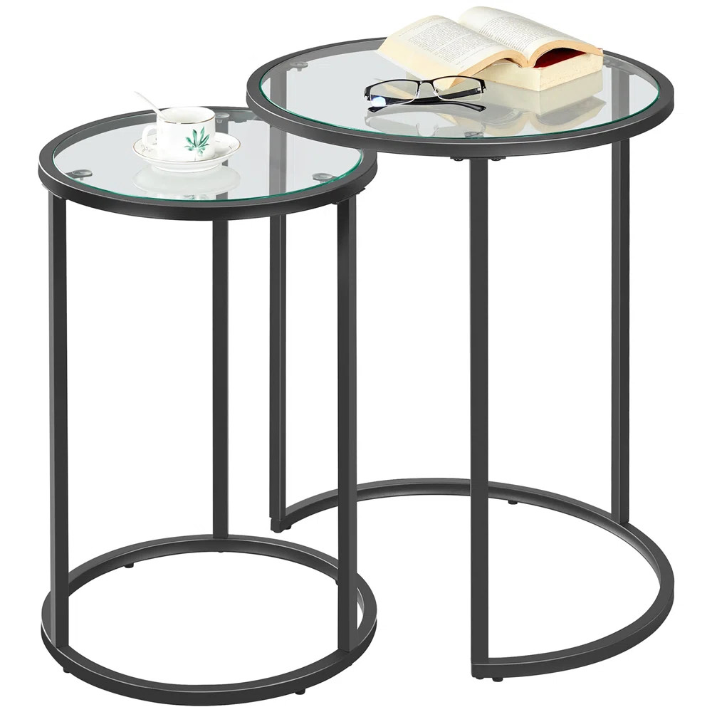 Baina 23.5" H Tempered Glass Top Nesting End Tables | Wayfair North America