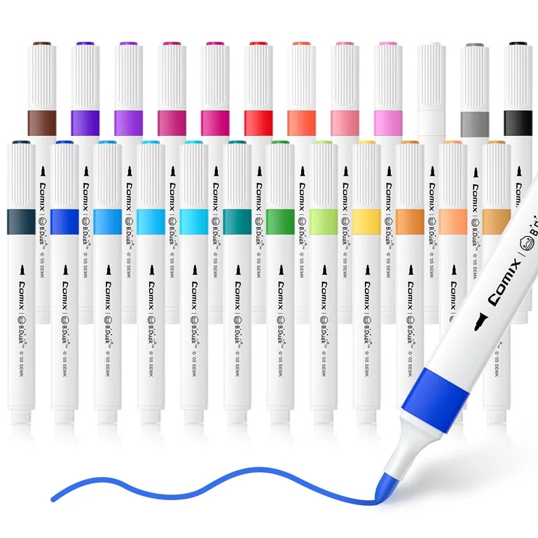 Comix 24 Colors Triangular Barrel Water-Based Acrylic Marker, Art Marker for Painting Stone Ceram... | Walmart (US)