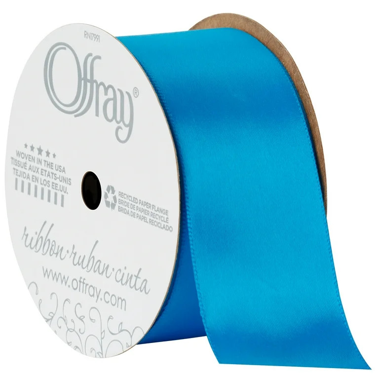 Offray Ribbon, Lagoon Blue 1 1/2 inch Single Face Satin Polyester Ribbon, 12 feet | Walmart (US)
