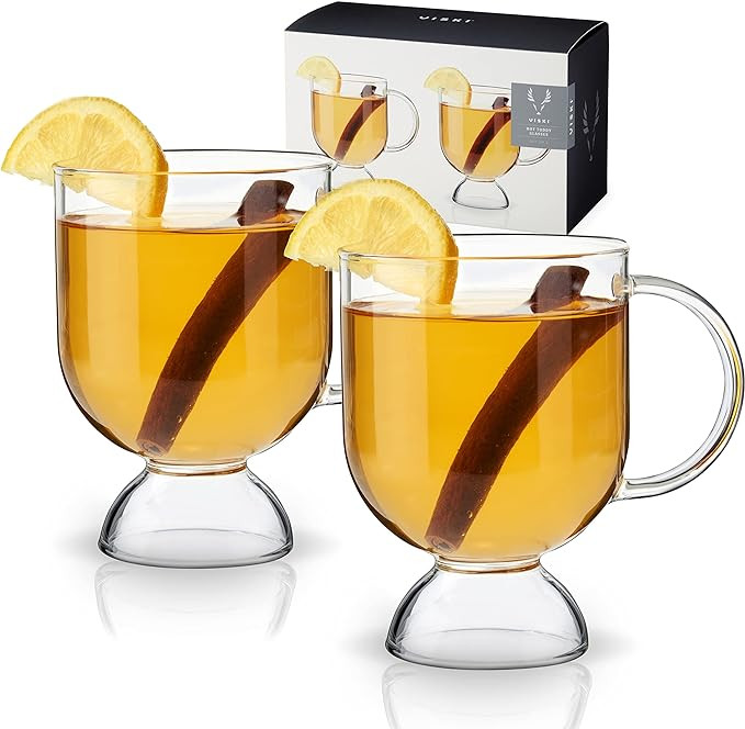 Viski Hot Toddy Glass - Irish Coffee Glasses for Mulled Wine, Spiked Cider, Eggnog, Crystal Clear... | Amazon (US)