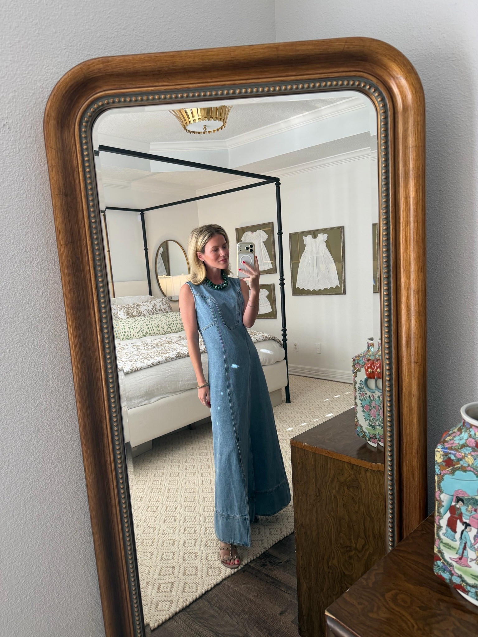 Hunter Bell Sedona dress is too good...not available anymore in this color but linked the lighter denim //