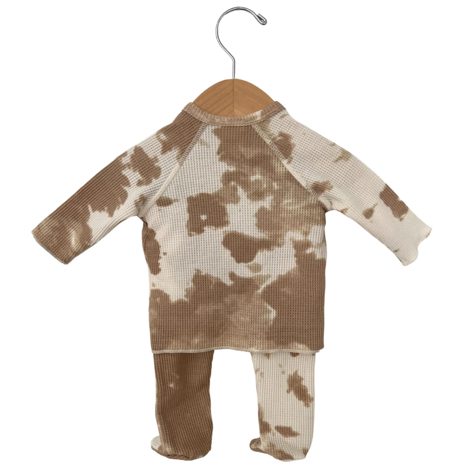 Organic Waffle Kimono & Pant Set, Almond Tie Dye | SpearmintLOVE