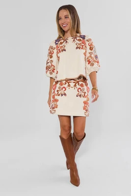 Jenna Ivory Faux Suede Skirt by THML | Avara