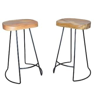 Carolina Cottage Saga 25 in. Natural and Black Counter Stool (Set of 2) CF2411NMNGTBK | The Home Depot