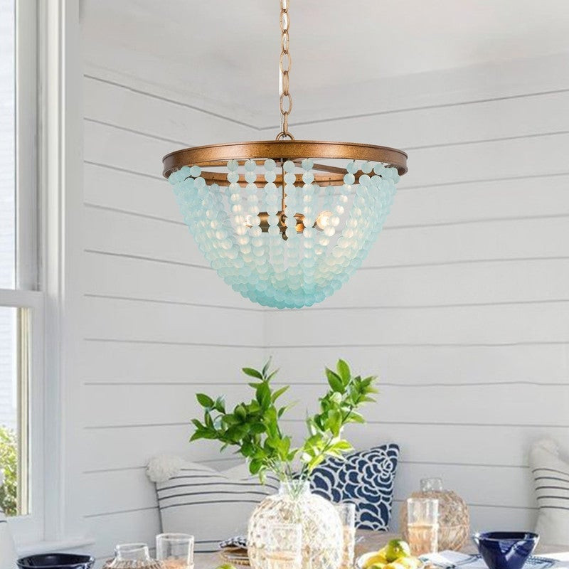 Coastal Beach 3-light Beads Chandelier Mid-century Modern Boho Ceiling Lights - D15.7"*H11.5" Blu... | Walmart (US)