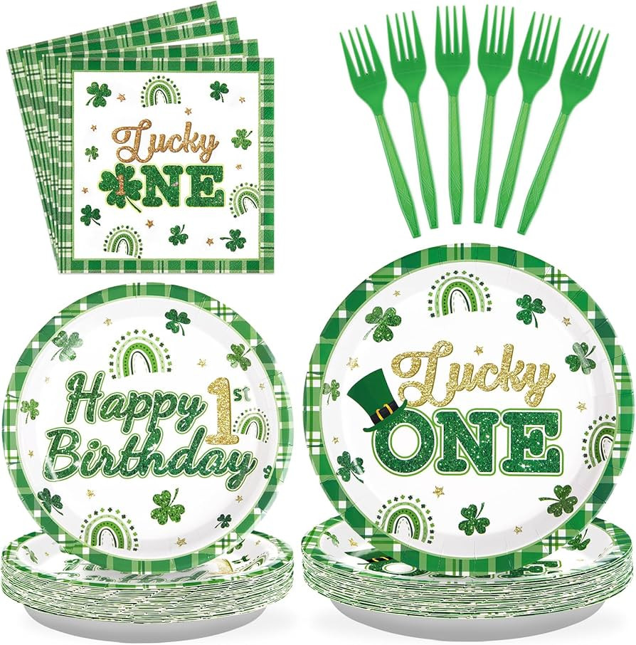 96Pcs St. Patrick's Day Lucky One Party Supplies St. Patrick's Day Plates Disposable St. Patrick'... | Amazon (US)