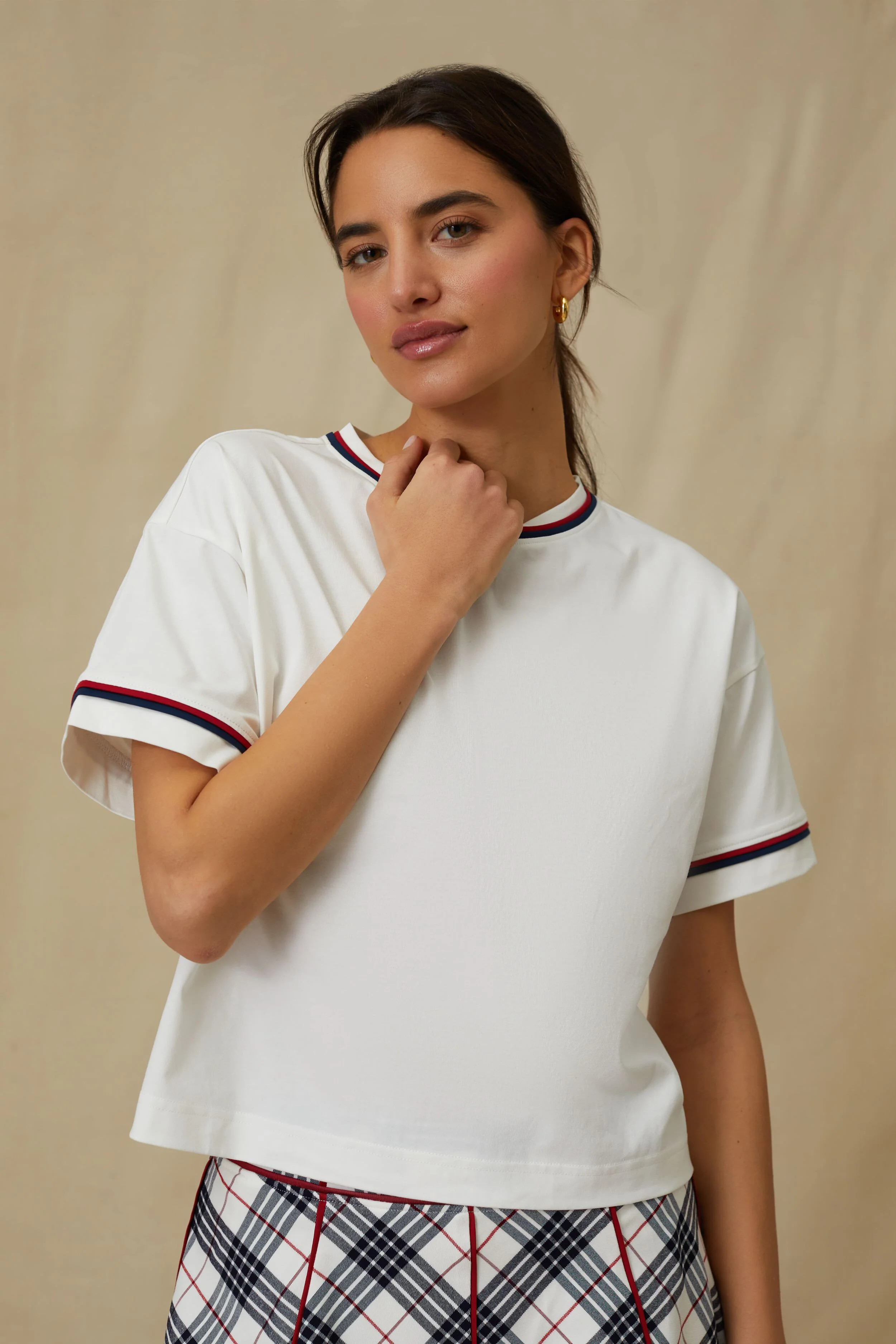 Americana Piped Cropped Ryan Boyfriend Tee | Tuckernuck (US)