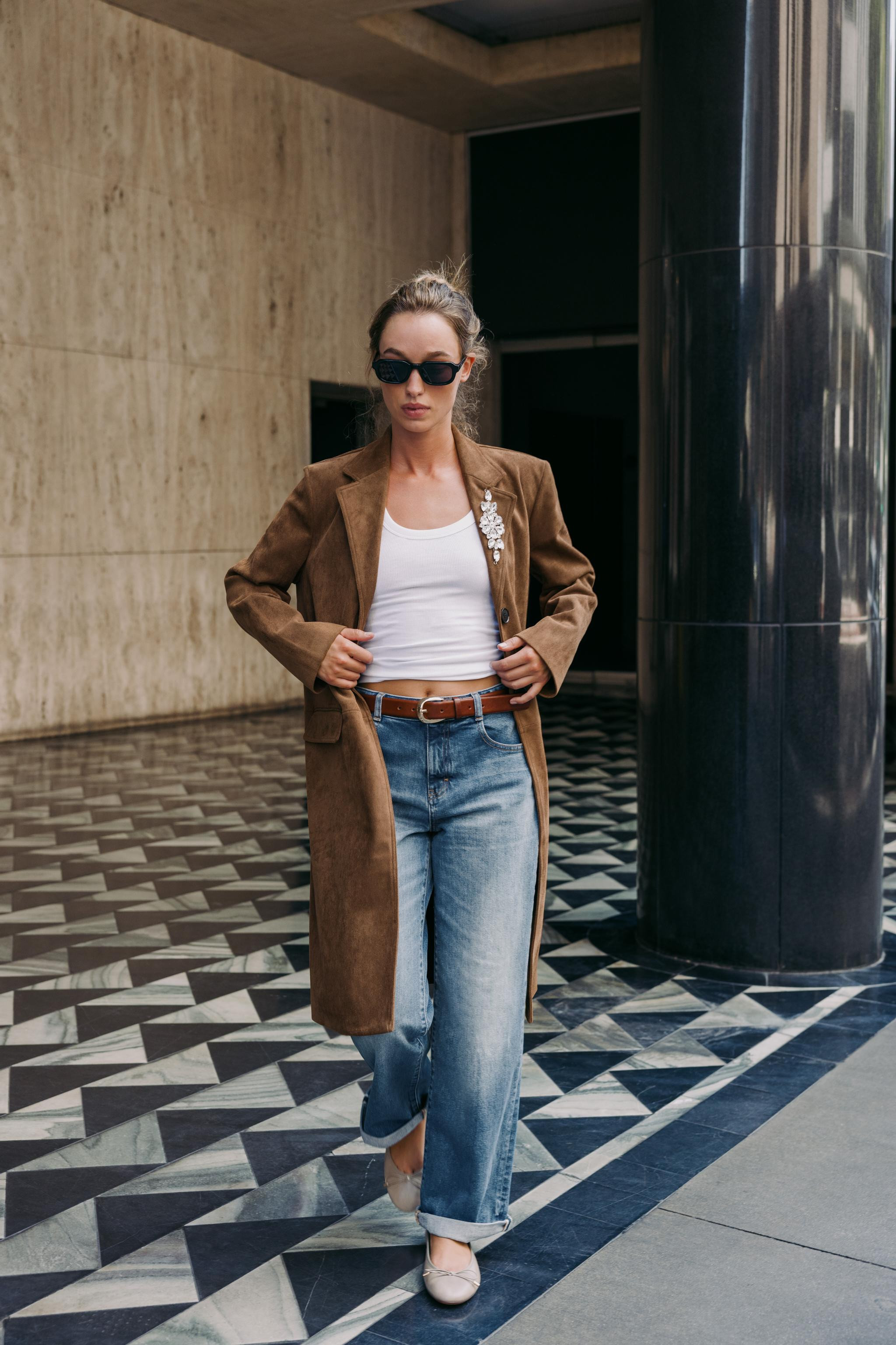 FAUX SUEDE FROCK COAT WITH BROOCH | Zara US