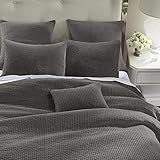 HiEnd Accents Stone Washed Cotton Velvet 3PC Quilt Set, King - Gray | Amazon (US)