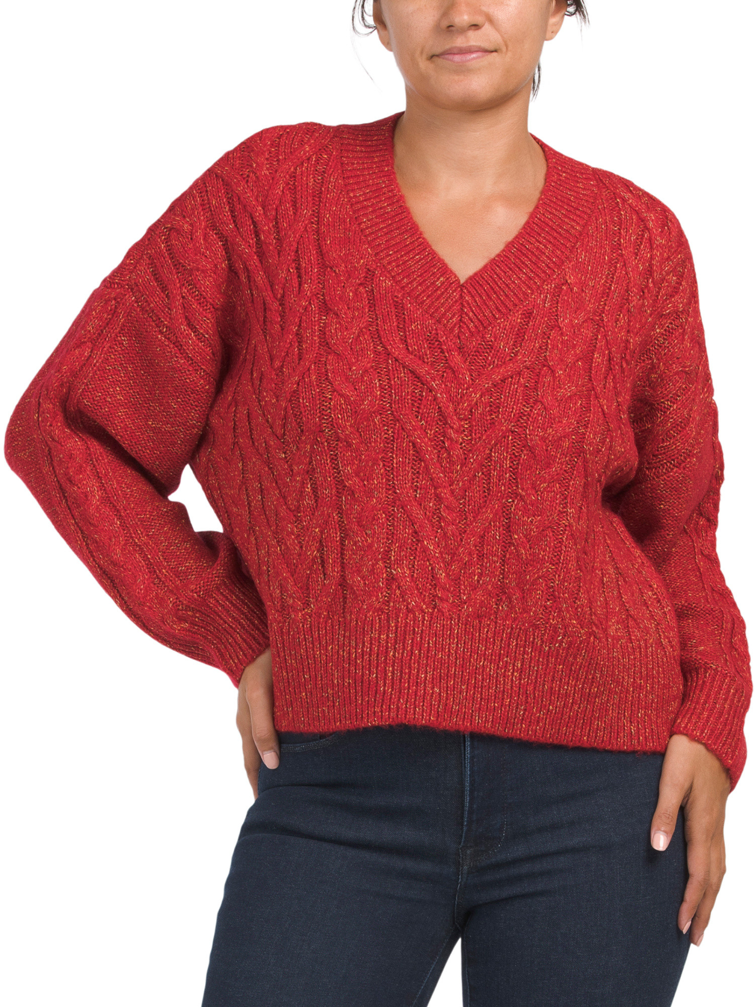 Cable Knit V-neck Sweater | Marshalls