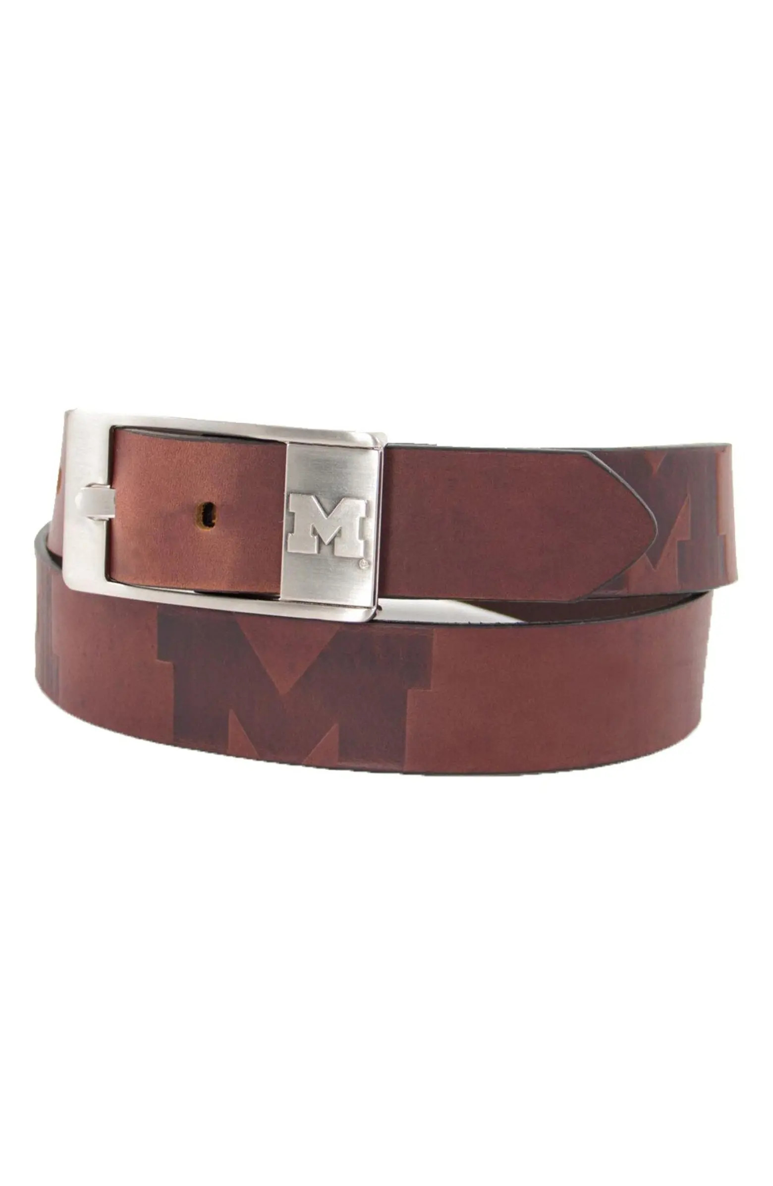 EAGLES WINGS Michigan Wolverines Brandish Leather Belt - Brown | Nordstrom | Nordstrom