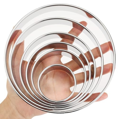 CUTENJOY 6 PCS Round Cookie Cutters (2, 3, 3.5, 4, 5, 6 Inch), Stainless Steel Biscuit Cutters For Baking, Large Circle Cookie Cutter for Baking, Pastry, Donuts, Fondant, Sandwich | Amazon (US)