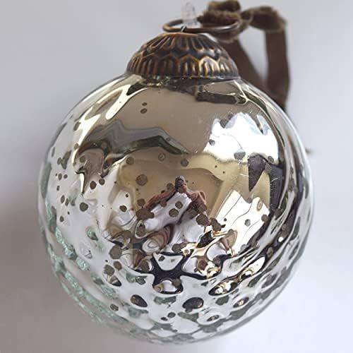 Set of 4 Silver Mercury Glass Ornaments (3.15" Antique Embossed Ball) Perfect for Christmas Tree,... | Amazon (US)