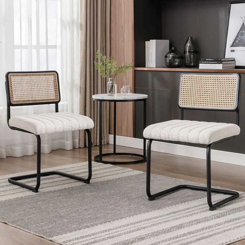 Byesville Linen Upholstered Side Chair in White (Set of 2) | Wayfair North America