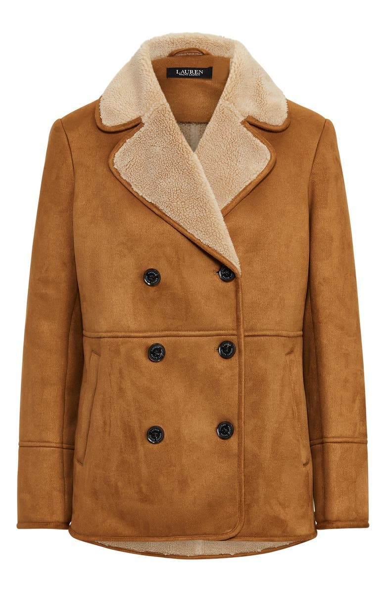 Double Breasted Faux Shearling Coat | Nordstrom
