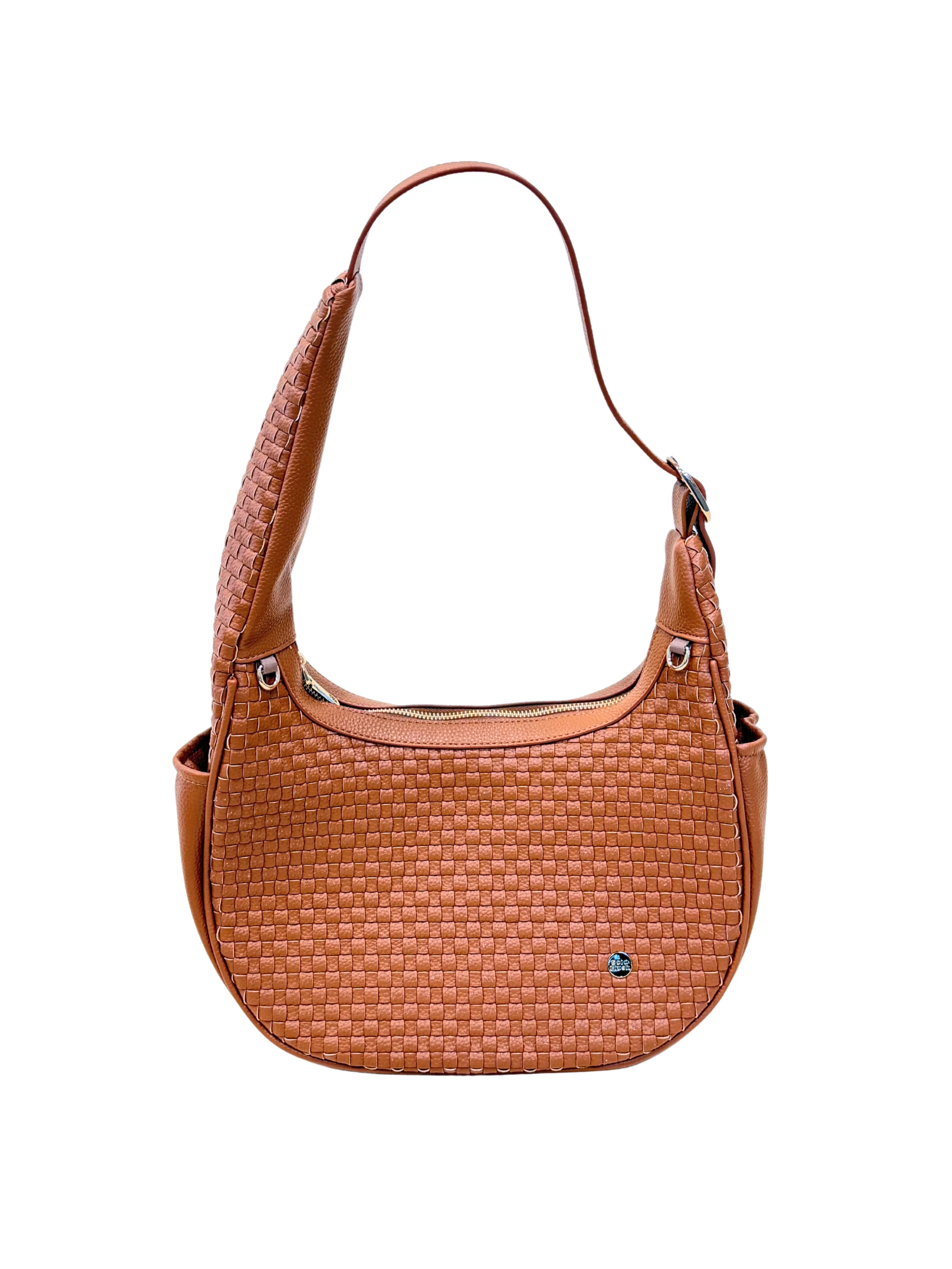 Gold Blush Woven Everyday Shoulder Bag – Vegan Leather Adjustable Stra | The Gold Blush