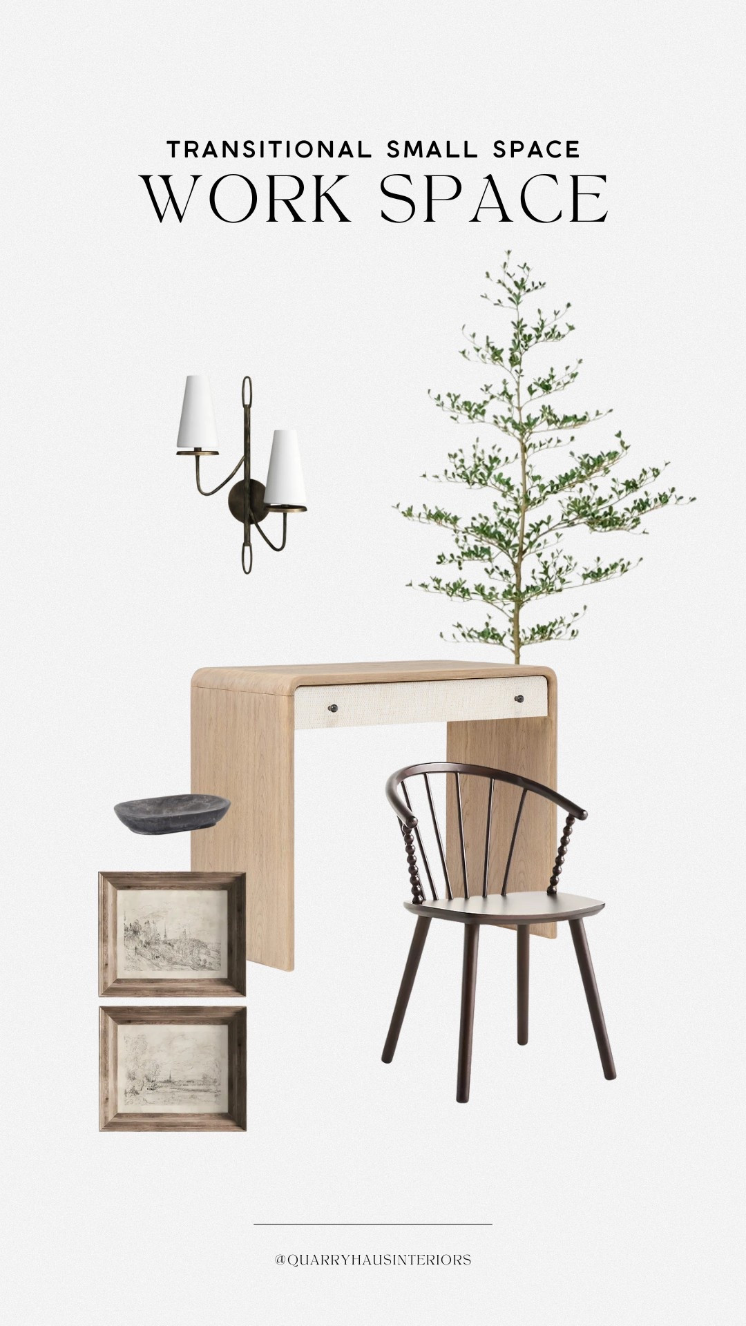 Transitional small space work / study space 🤎

Small space living home office mini desk chair decor lighting furniture 

#LTKHome