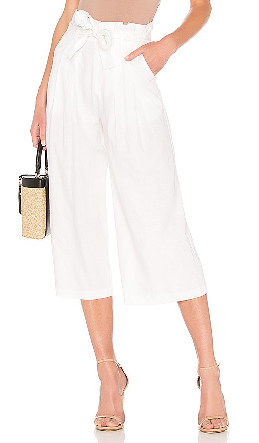 LPA Wide Leg Paperbag Pant in White | Revolve Clothing (Global)